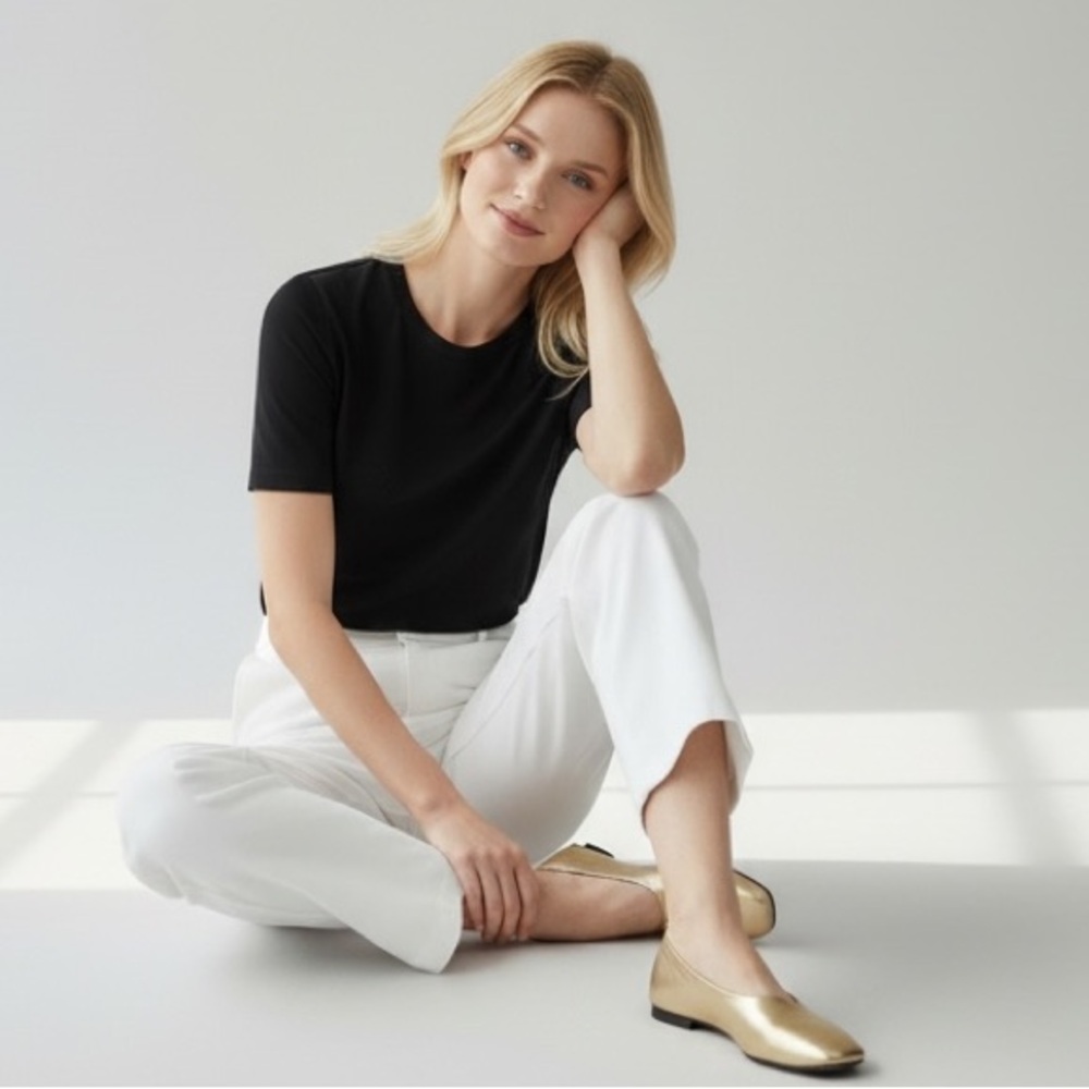 NWT Zara Laminated Leather Ballet Flats in metallic Gold Size 8